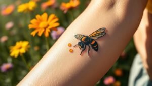 Read more about the article Honey Bee Tattoo Meaning and Symbolism