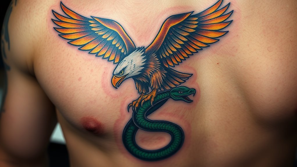 Read more about the article Eagle and Snake Tattoo Meaning and Symbolism