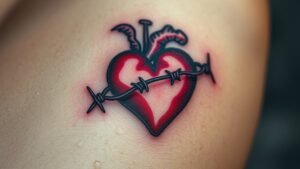 Read more about the article Heart With Barbed Wire Tattoo Meaning and Symbolism