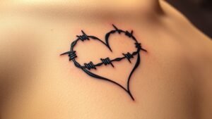 Read more about the article Barbed Wire Heart Tattoo Meaning and Symbolism