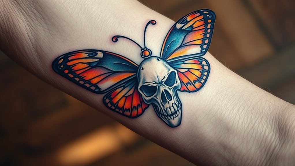 Read more about the article Butterfly Skull Tattoo Meaning and Symbolism